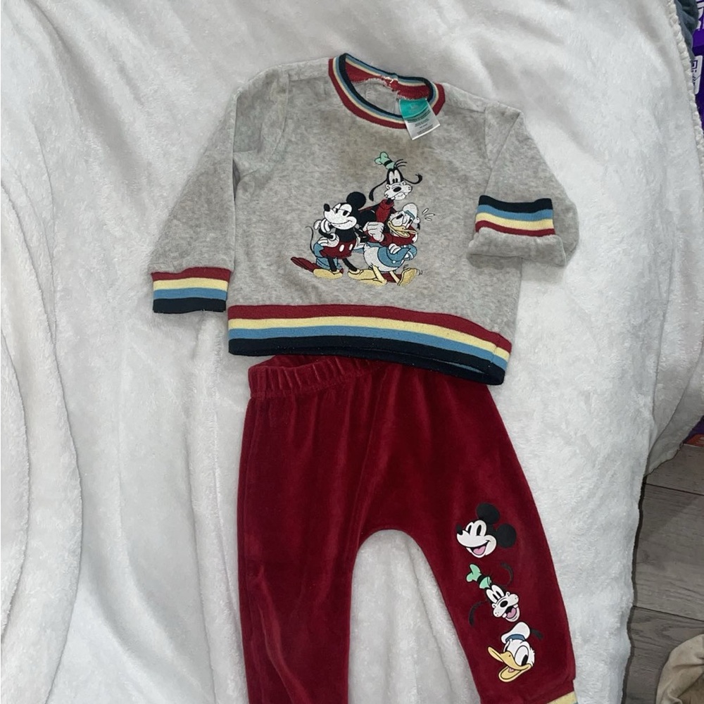 Disney Gray and Red Mickey & friends crewneck